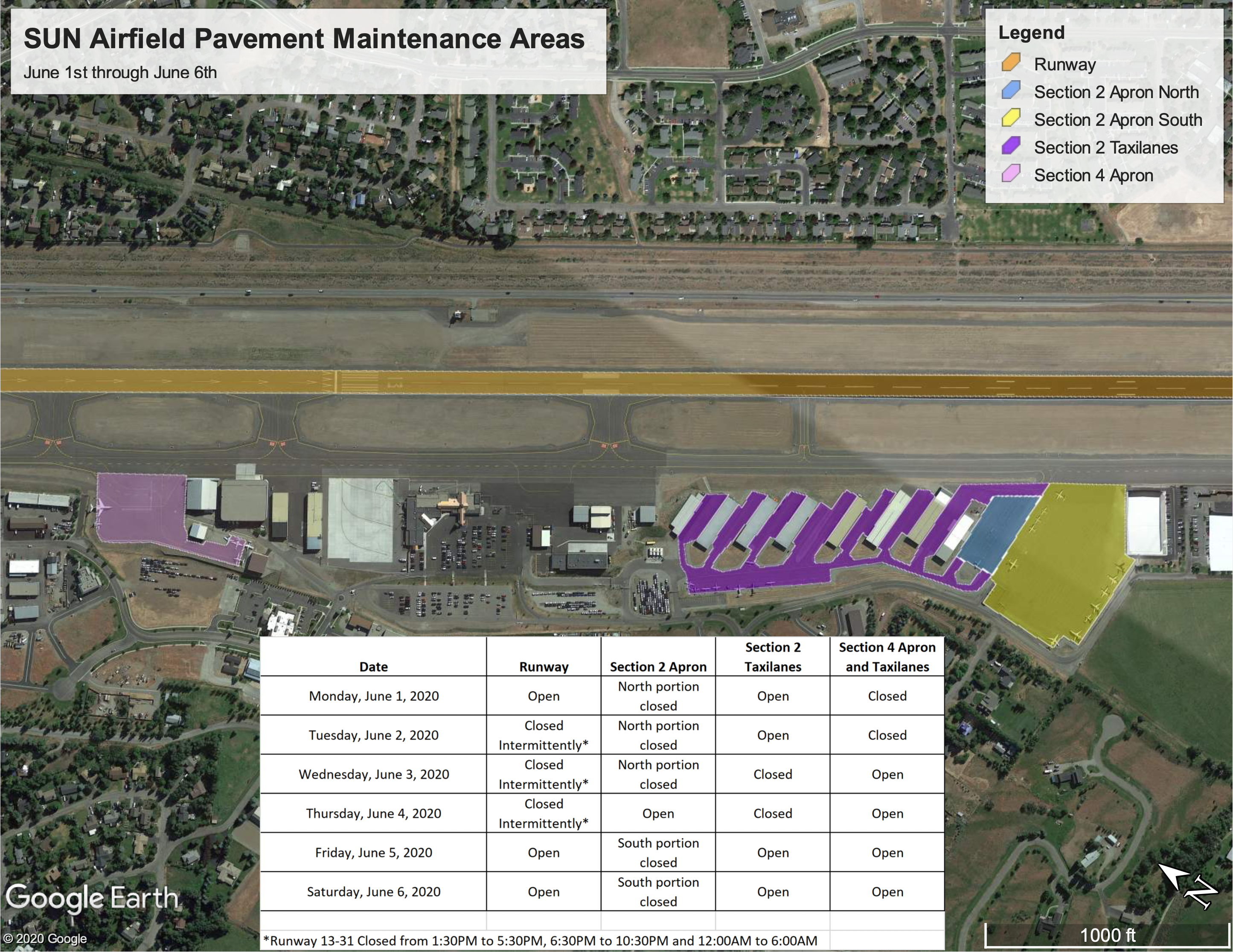 SUN Airfield Pavement Maintenance Areas 2020